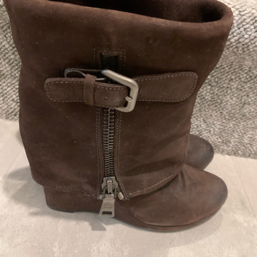 Prada brown suede platform booties